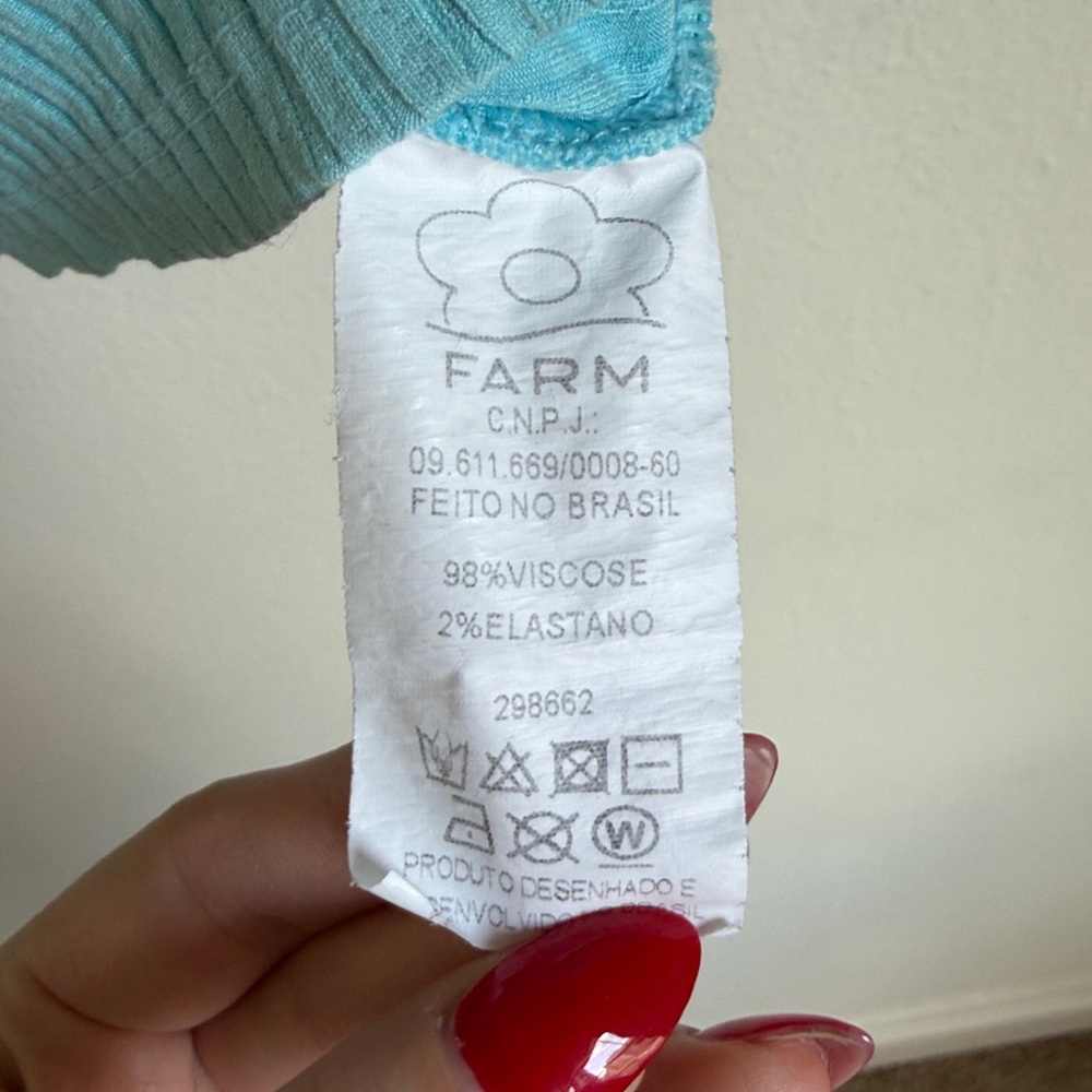 Farm Rio Teal Ribbed Crop Top - Picture 3 of 3